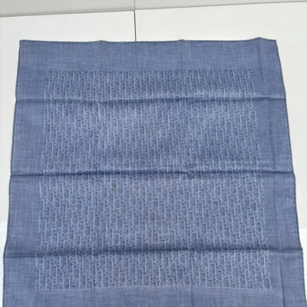 Vintage Christian Dior Blue Monogram Handkerchief